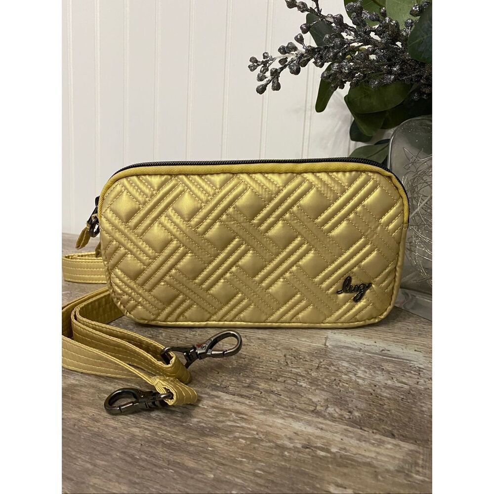Lug Coupe XL Gold Quilted Crossbody Fanny Pack Purse